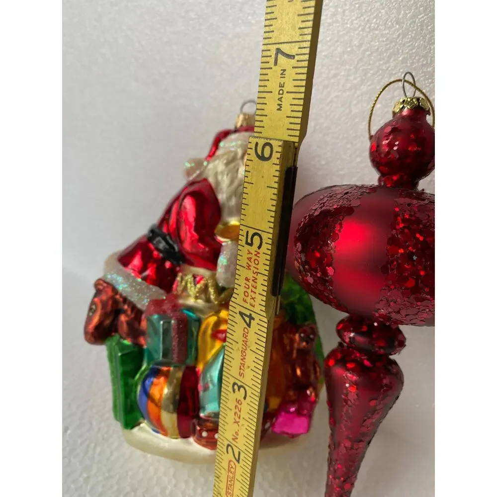 Christopher RADKO Santa Christmas Tree Hand Blown Glass Finial Spindal Ornament